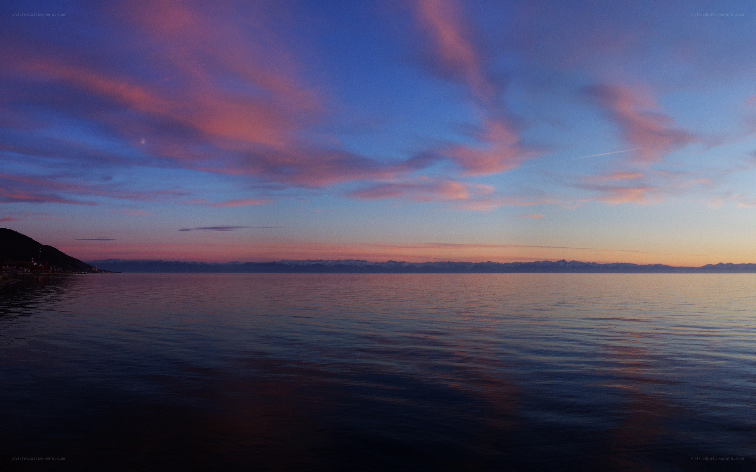 Sunset over a calm lake