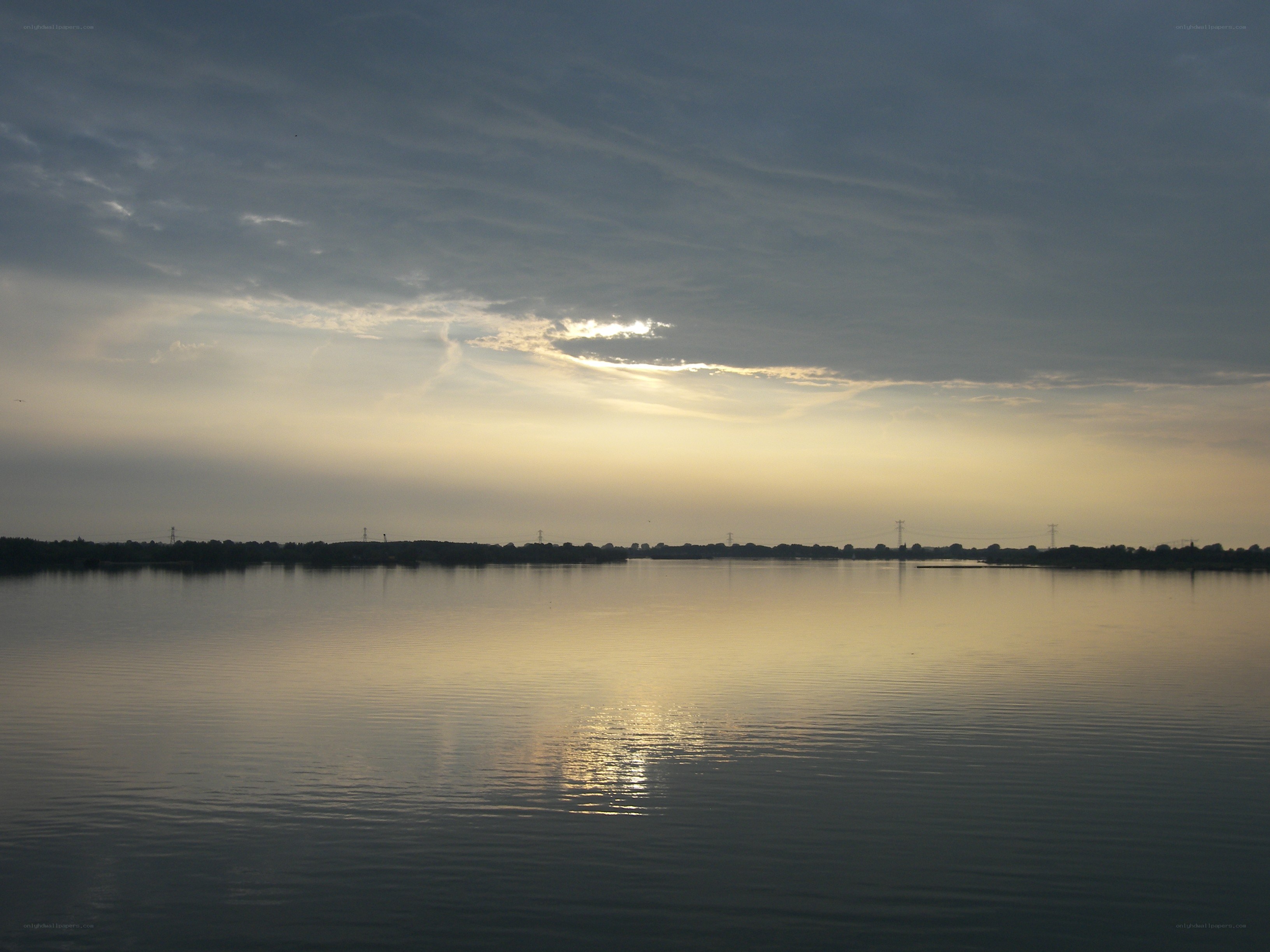 Sunset over a calm lake