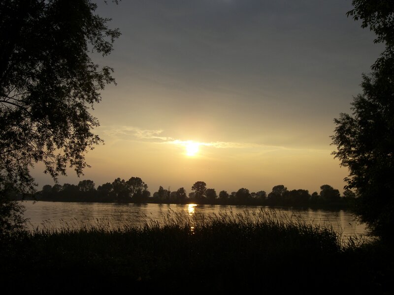 Sunset over a calm lake
