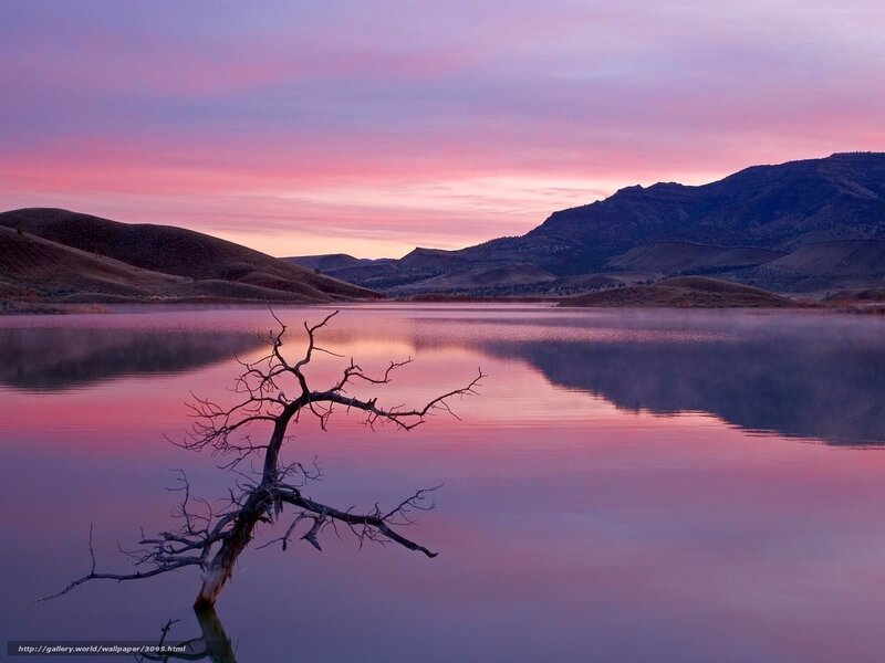 Sunset over a calm lake