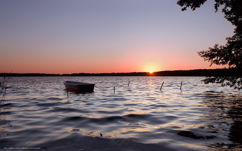 Sunset over a calm lake