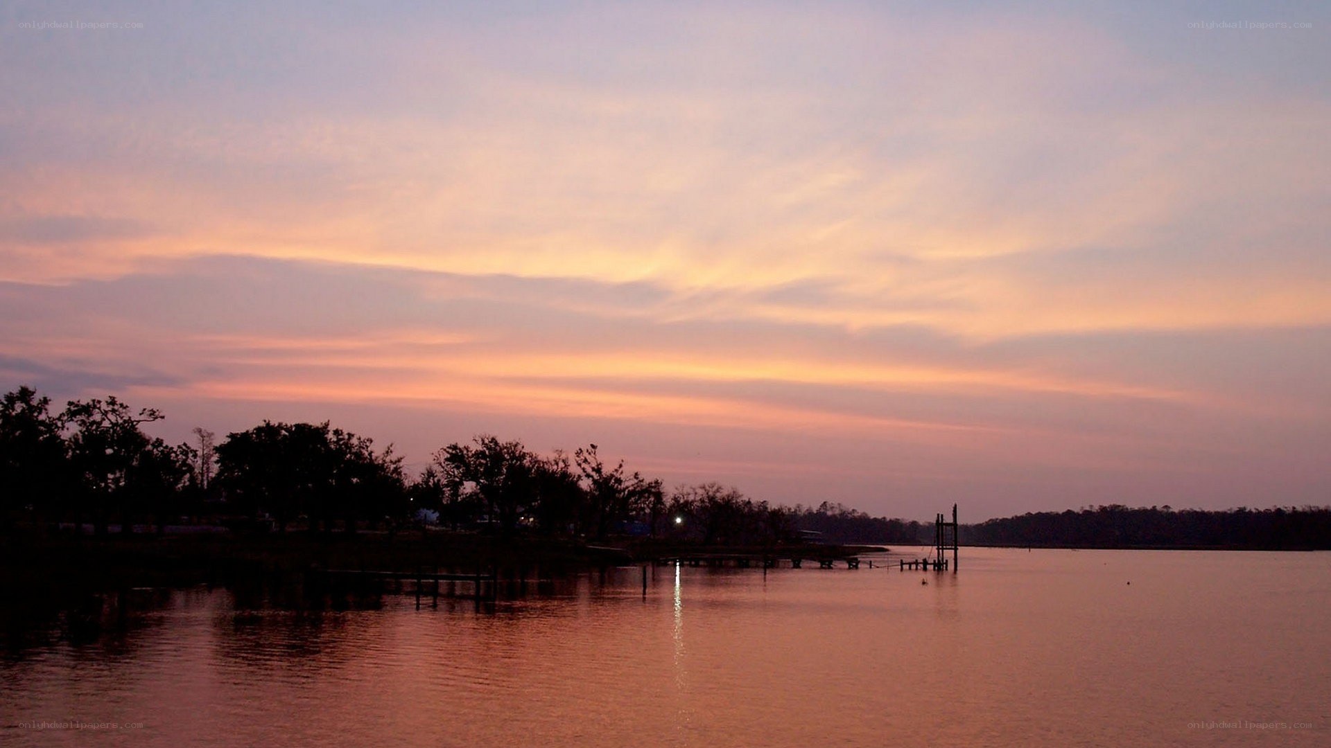 sunset over a calm lake