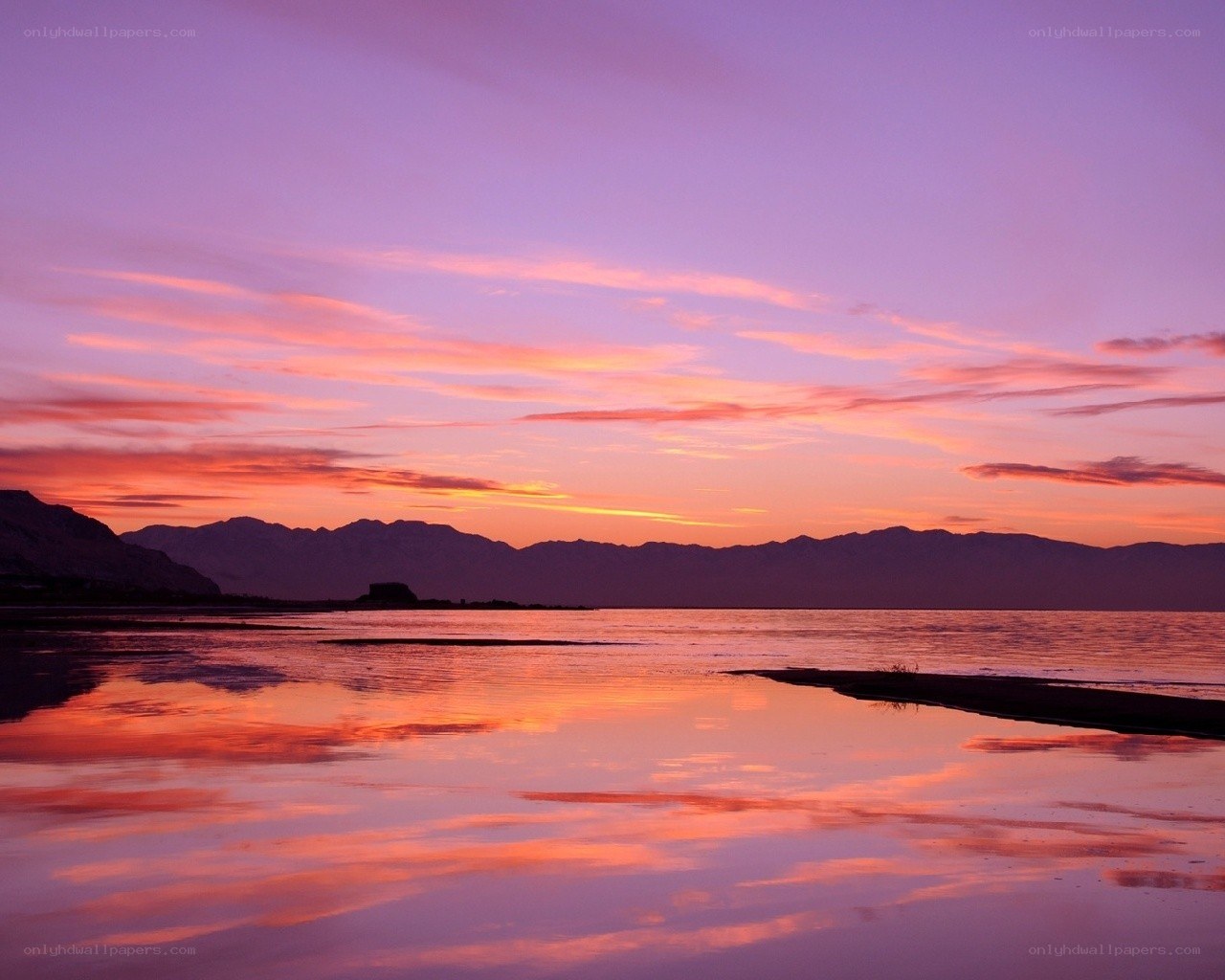 Sunset over a calm lake