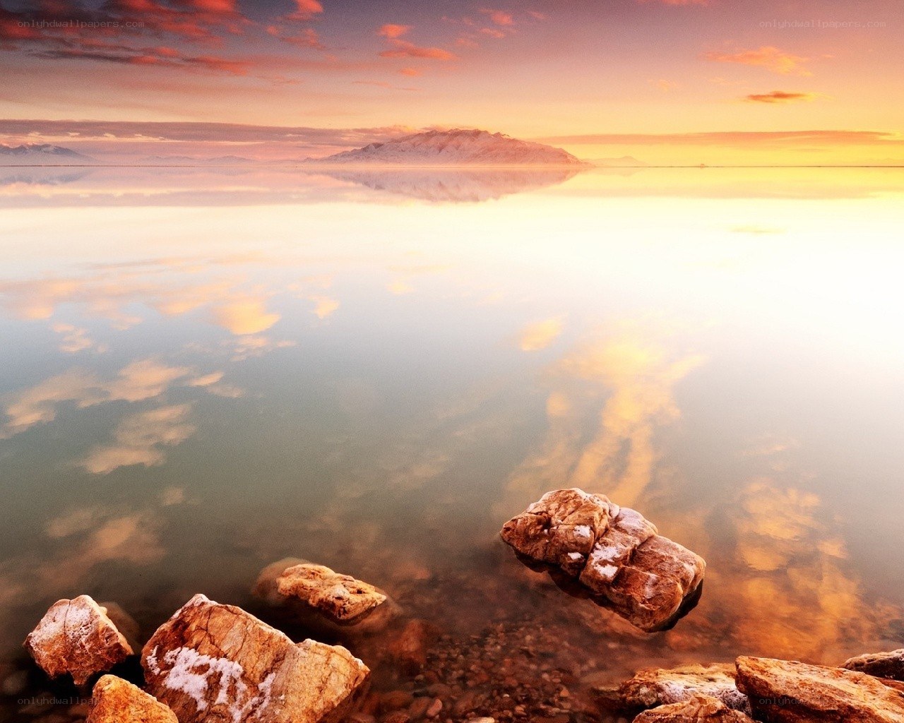 Sunset over a calm lake