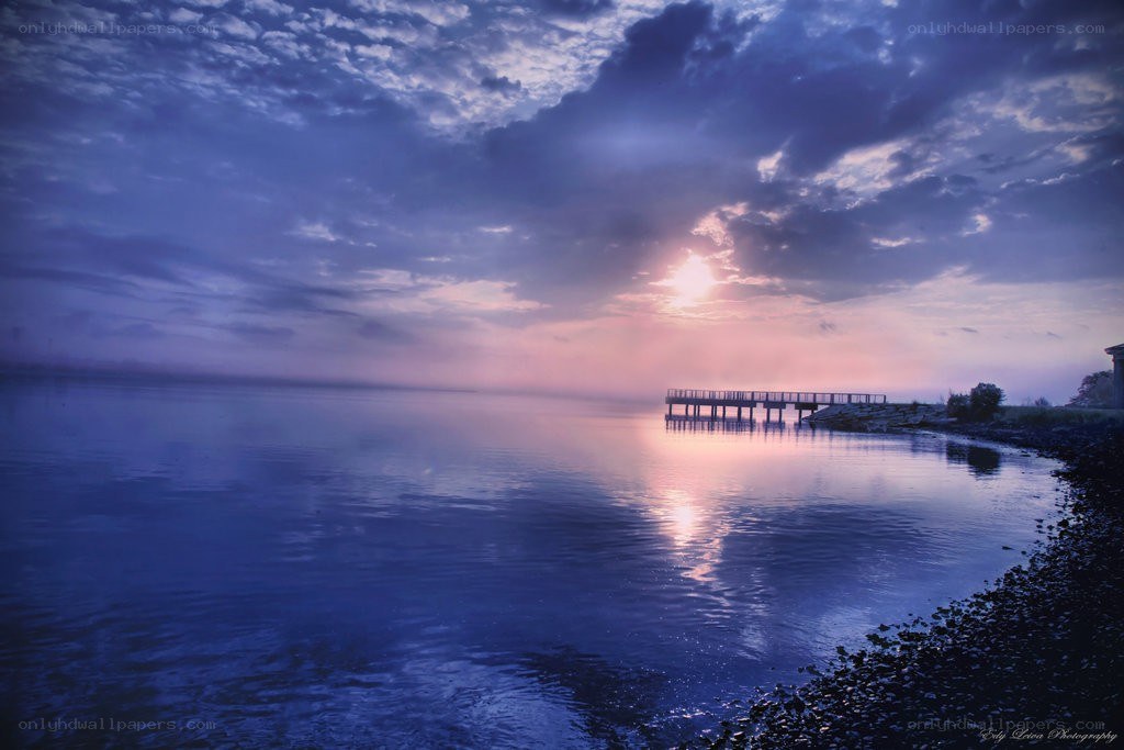 Sunset over a calm lake