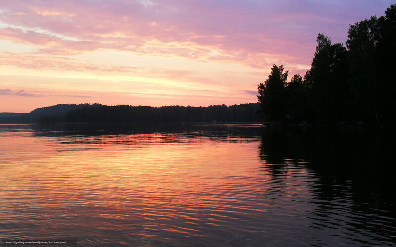 Sunset over a calm lake