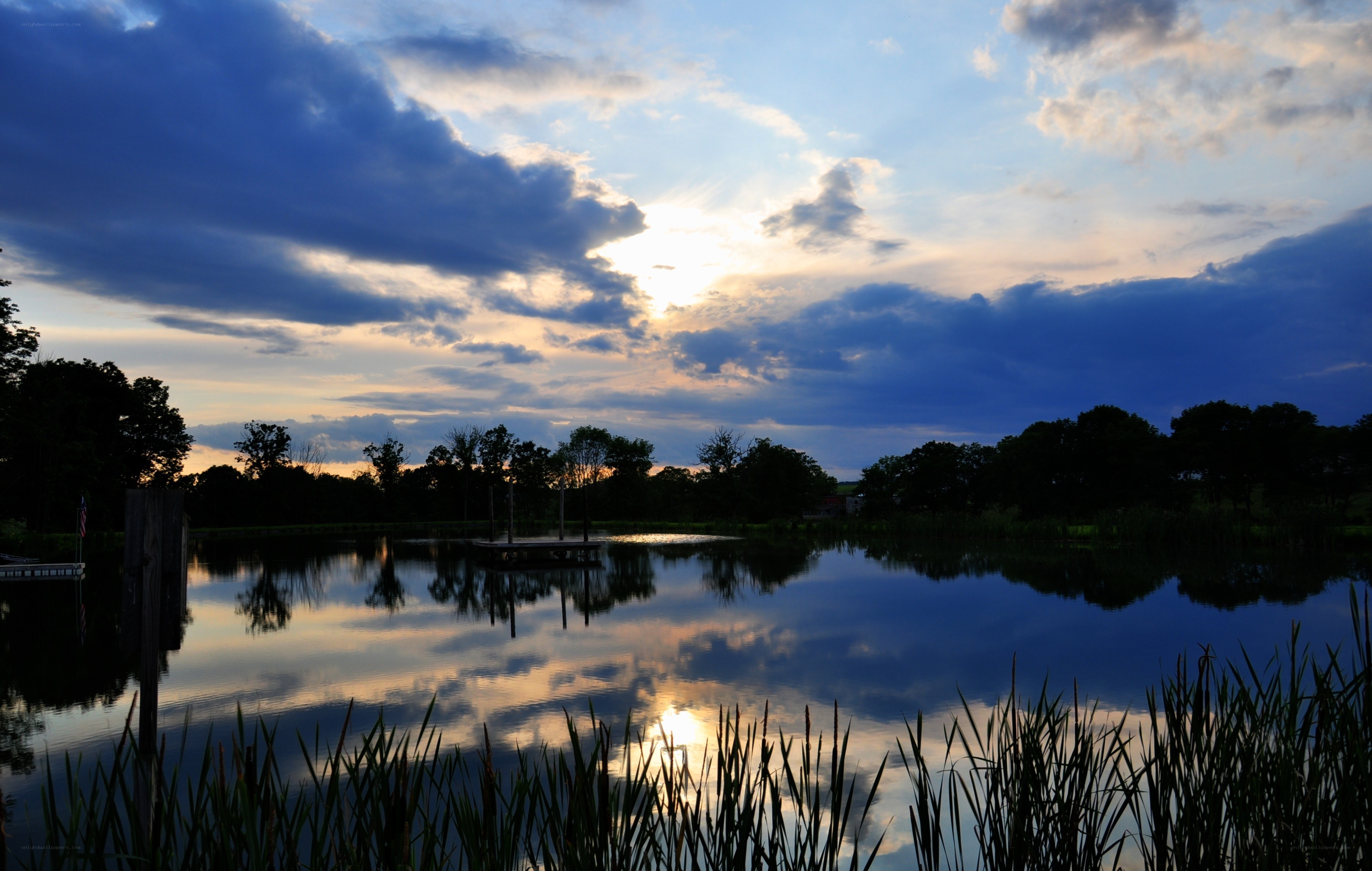 sunset over a calm lake