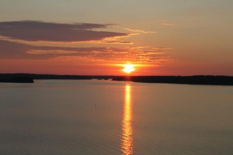 sunset over a calm lake