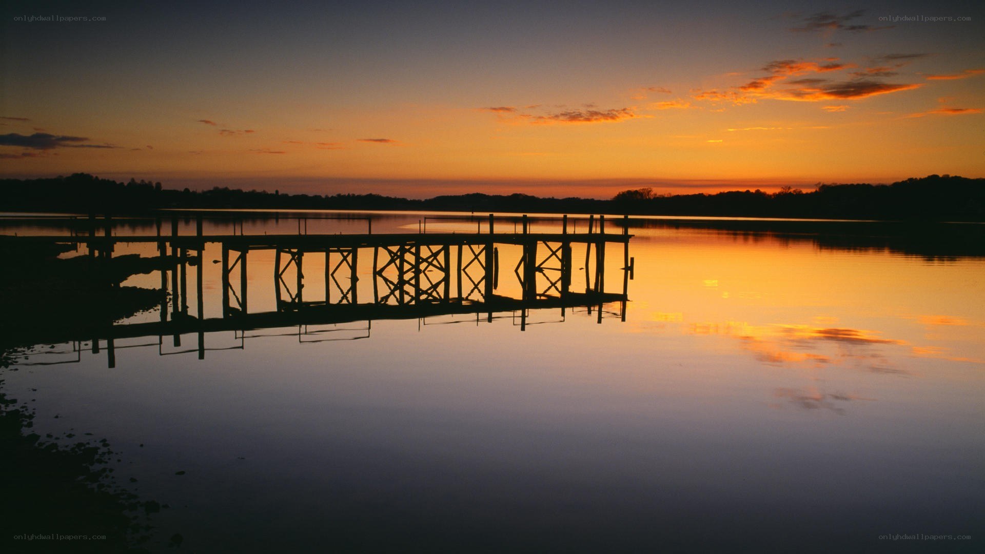 sunset over a calm lake
