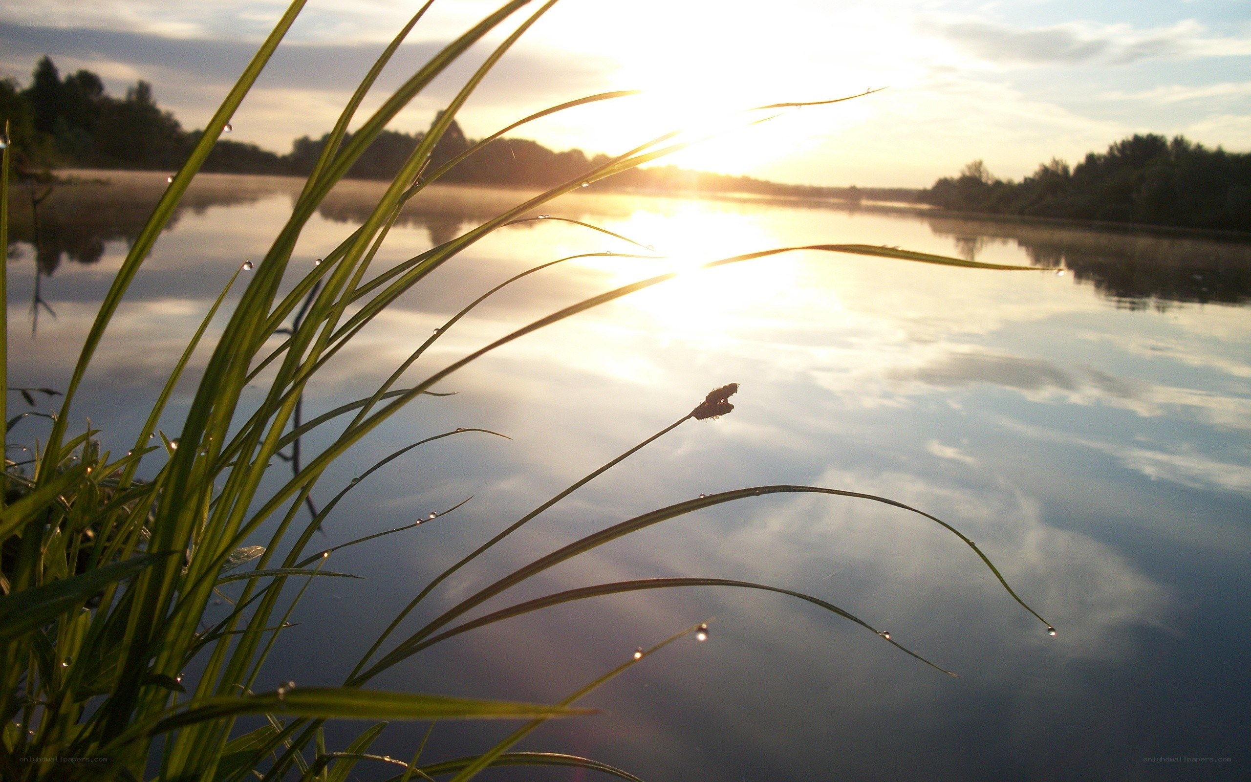 Sunset over a calm lake