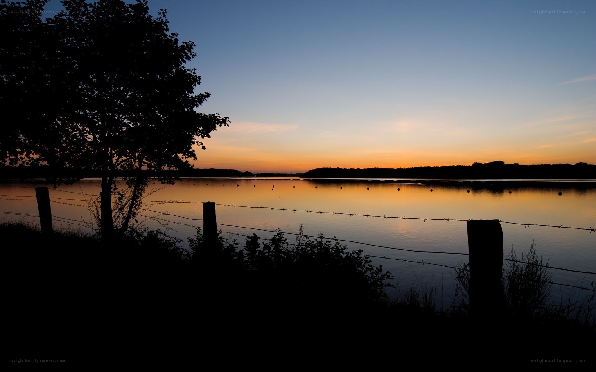 sunset over a calm lake