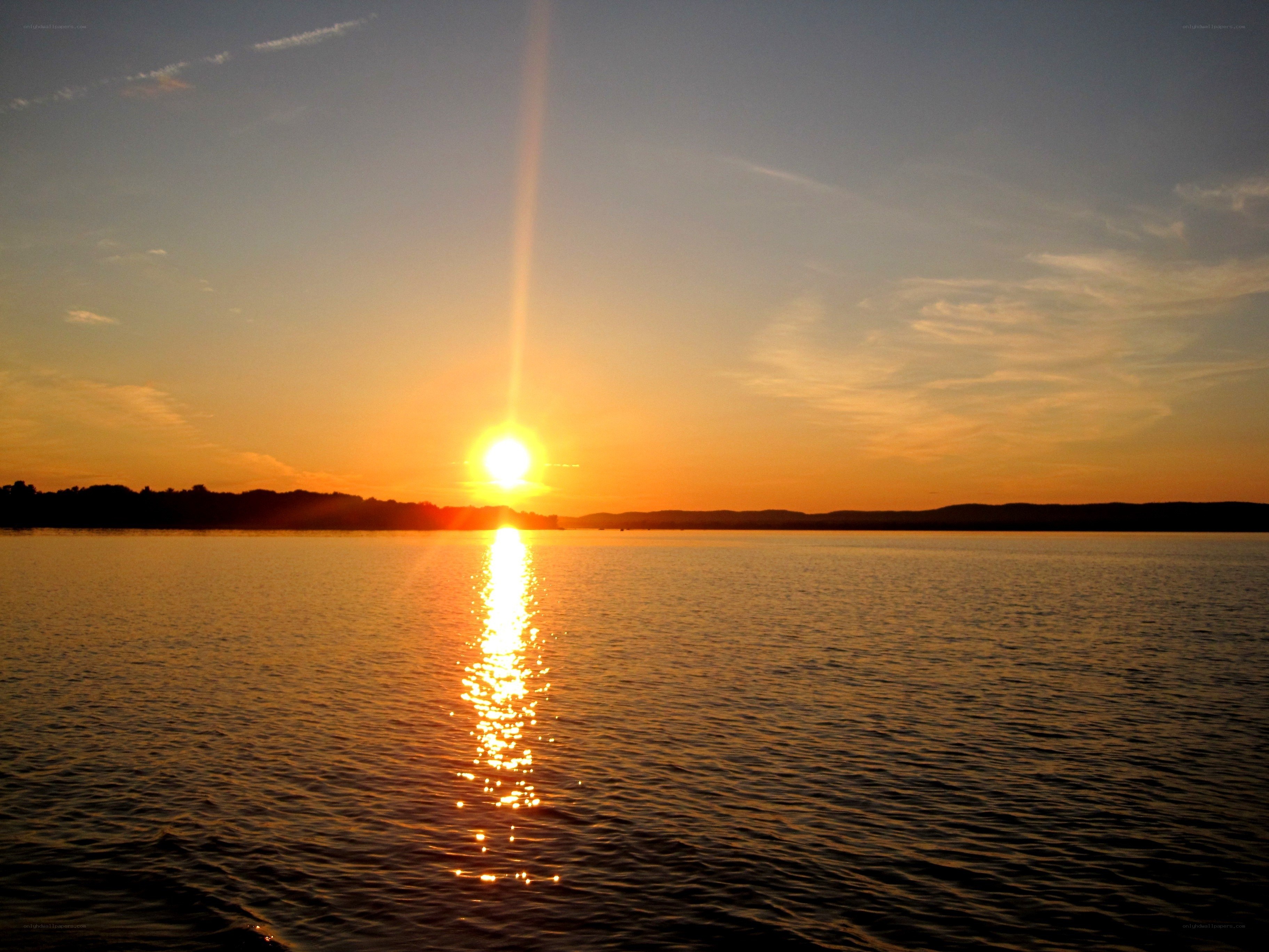 Sunset over a calm lake