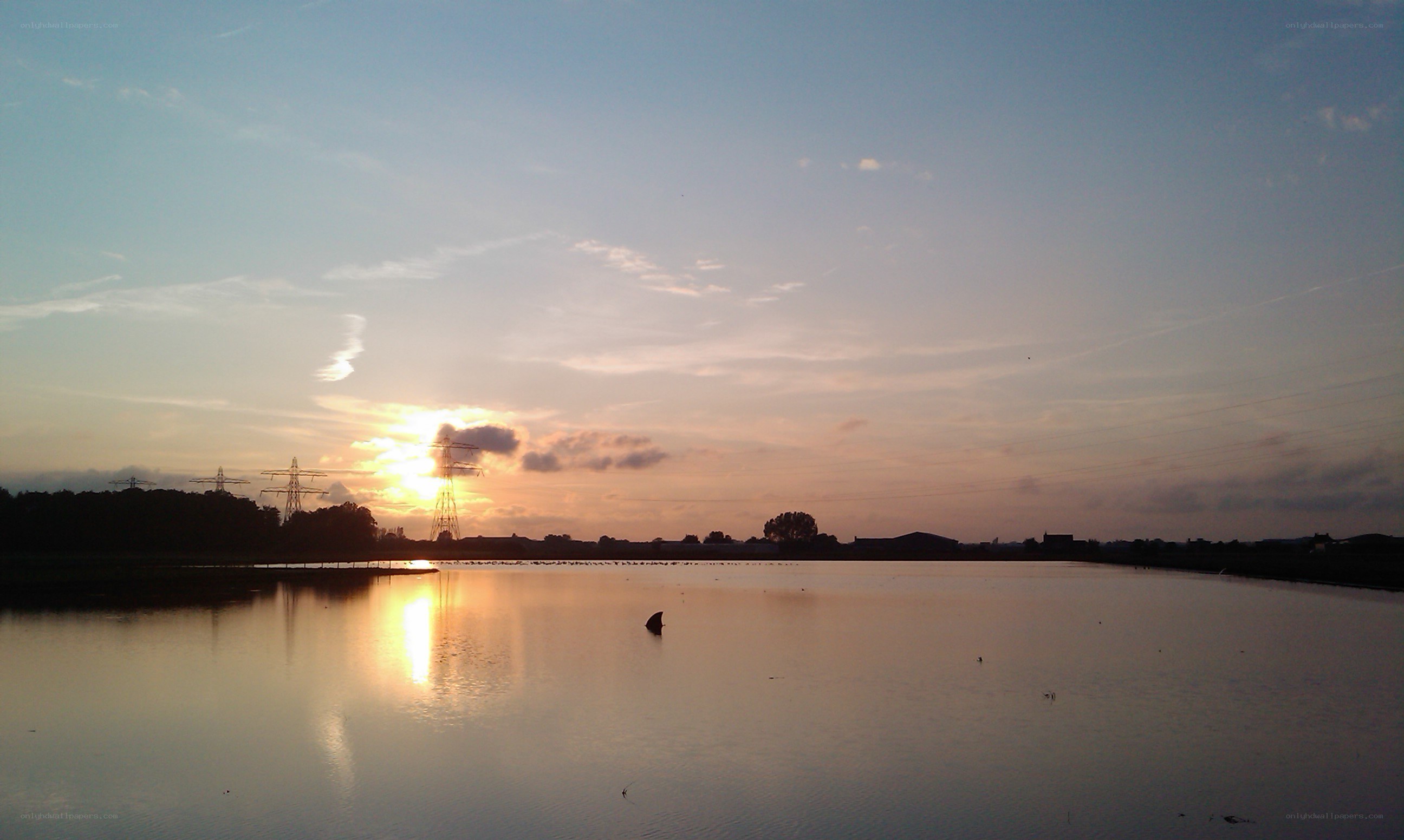 Sunset over a calm lake