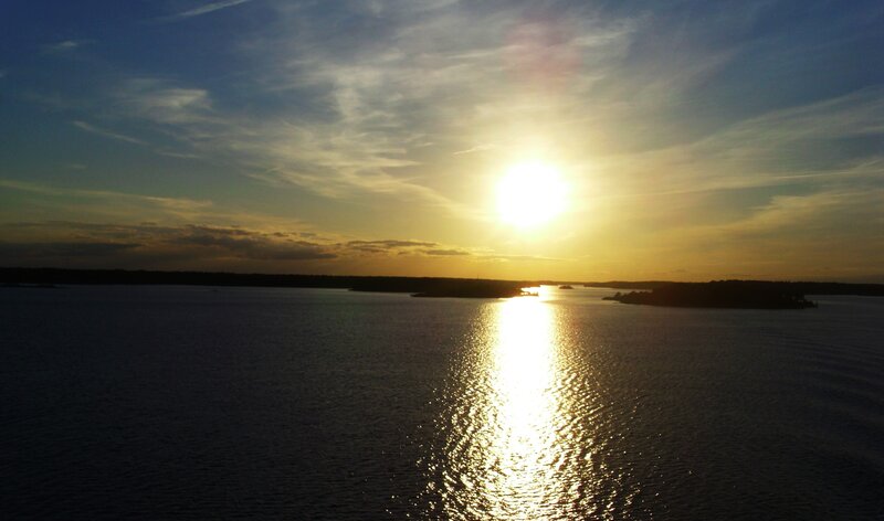 Sunset over a calm lake