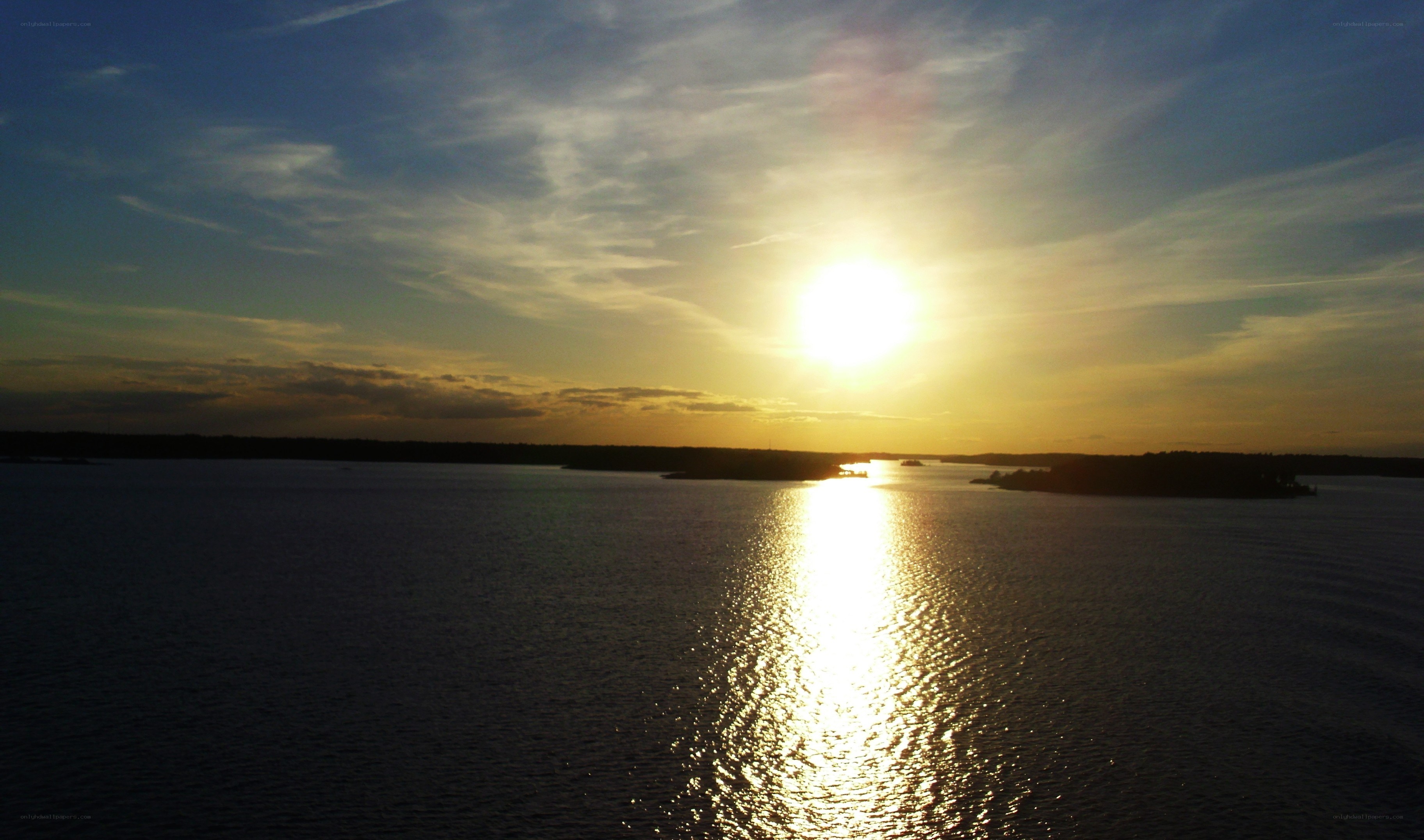 Sunset over a calm lake