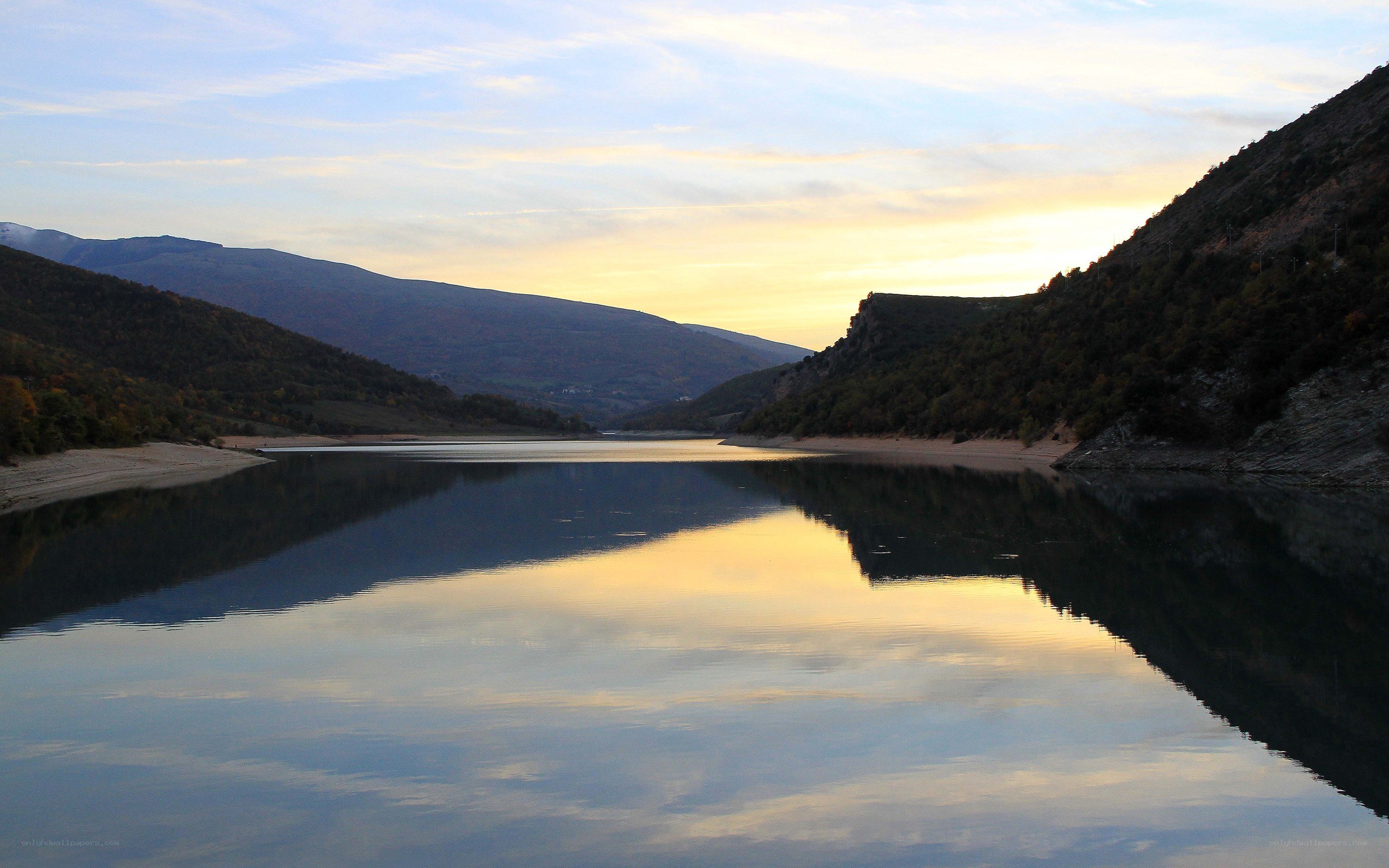 Sunset over a calm lake