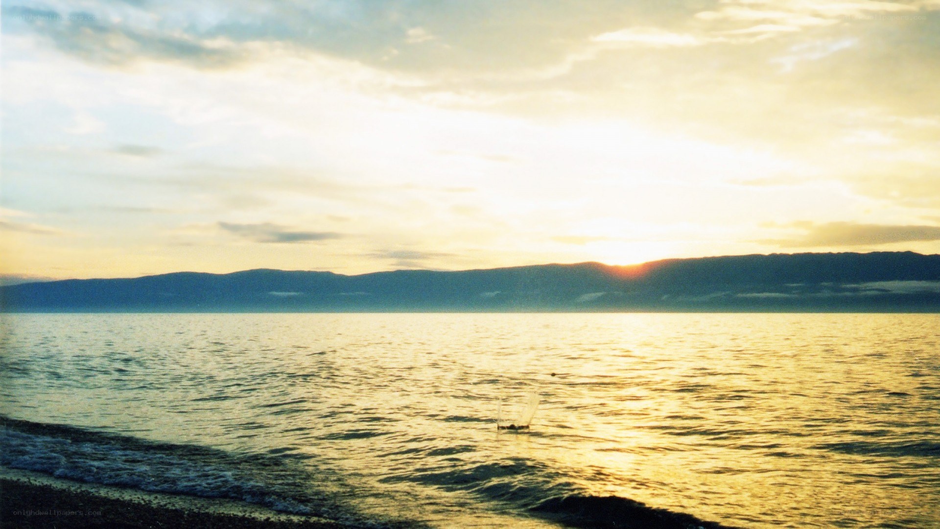 Sunset over a calm lake