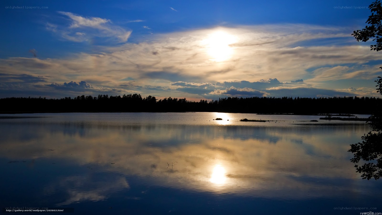 Sunset over a calm lake