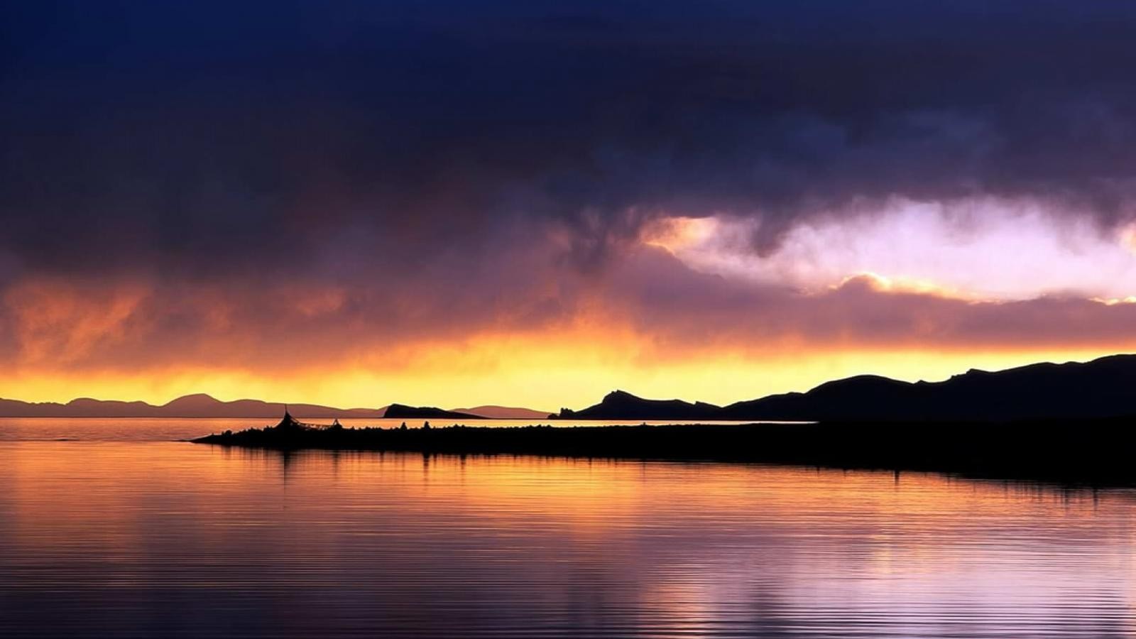 sunset over a calm lake