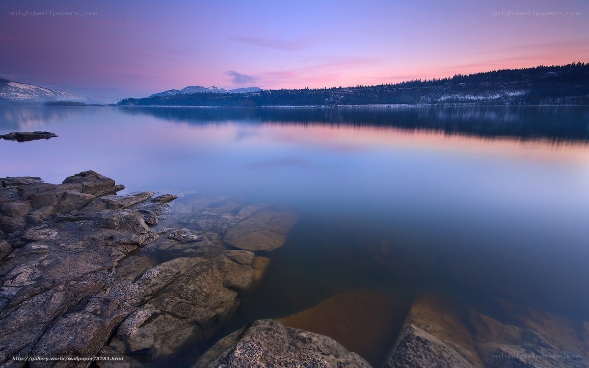Sunset over a calm lake