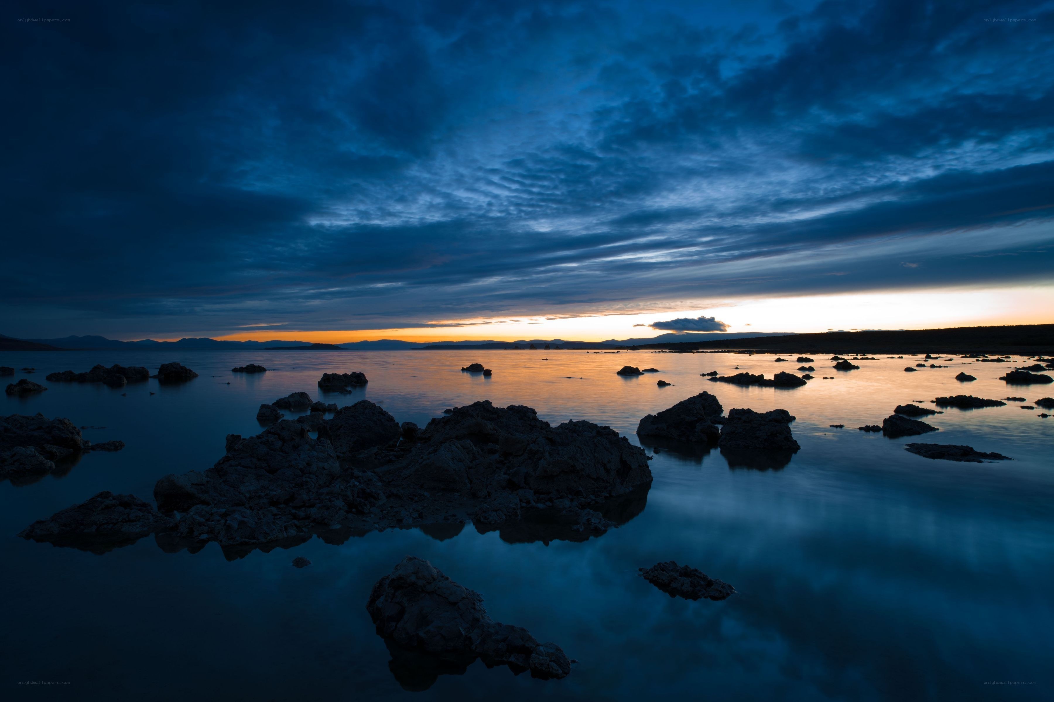 Sunset over a calm lake