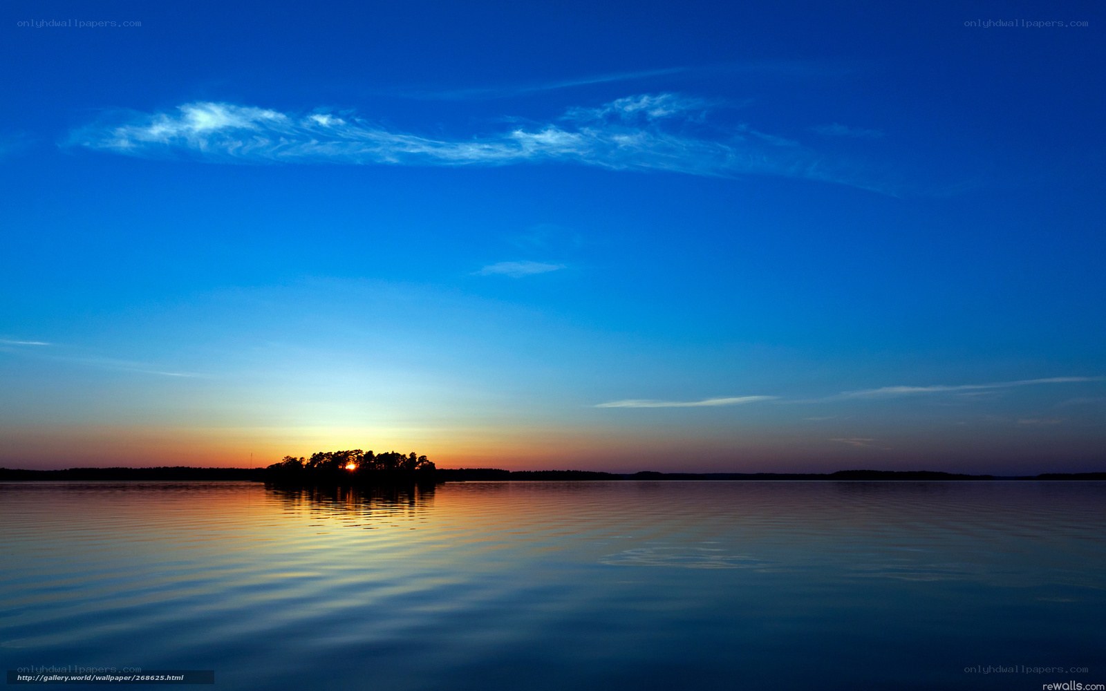 Sunset over a calm lake