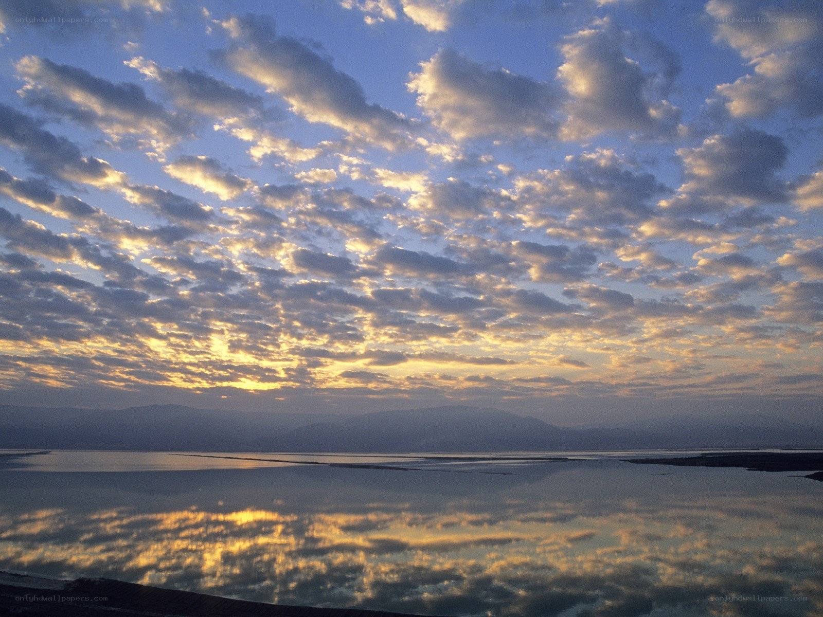 Sunset over a calm lake