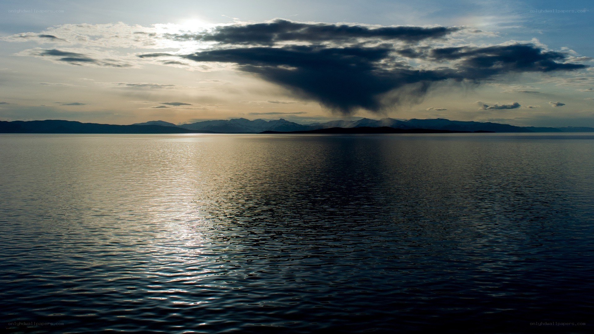 Sunset over a calm lake
