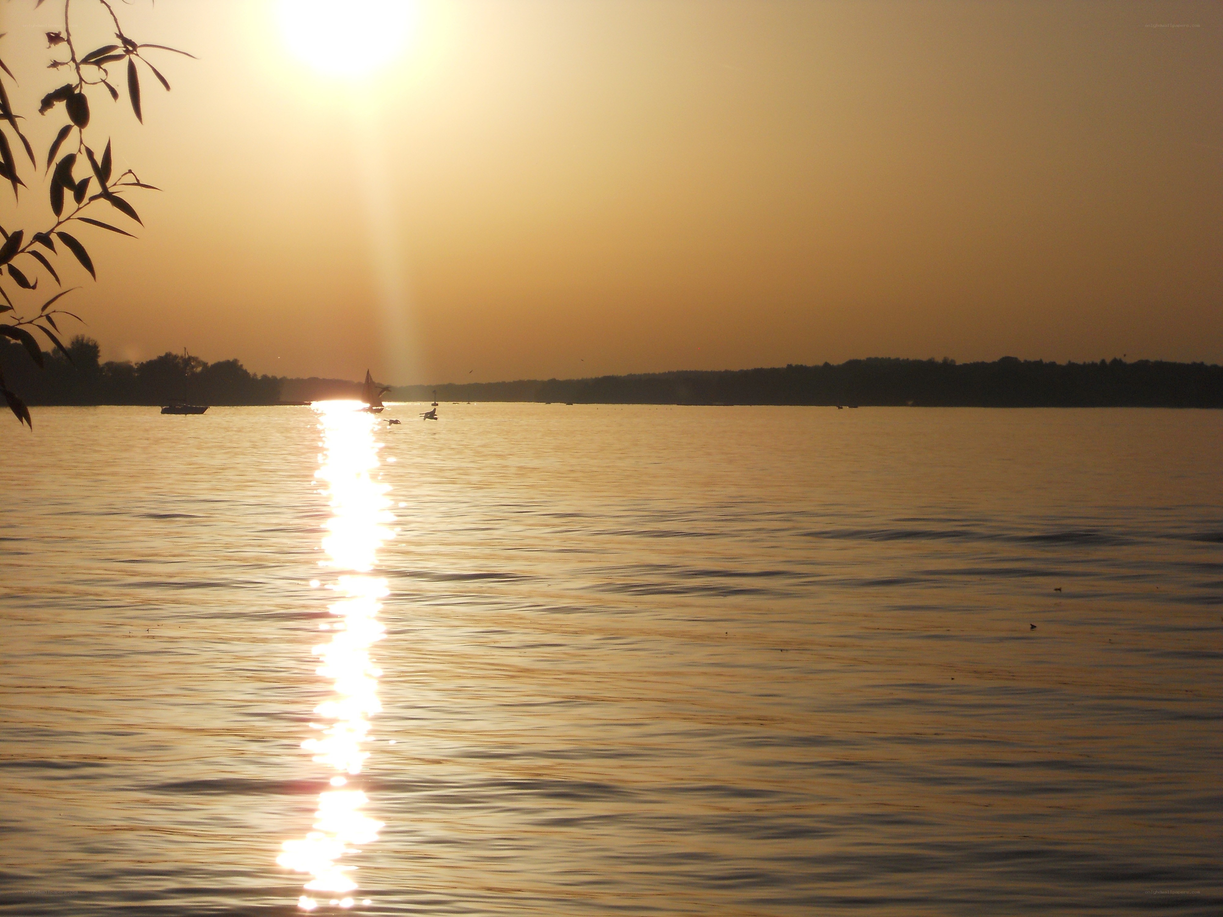 Sunset over a calm lake