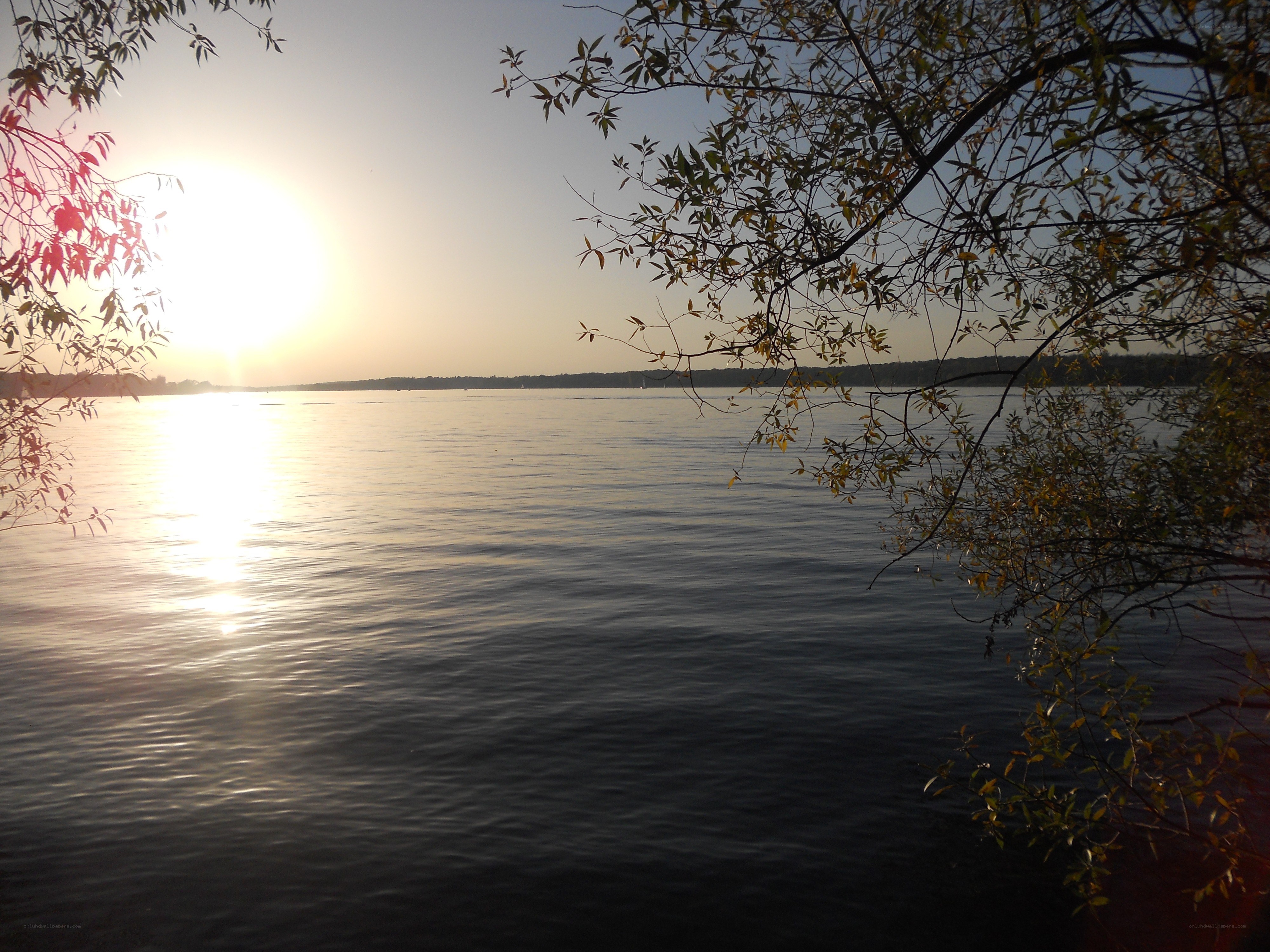 Sunset over a calm lake