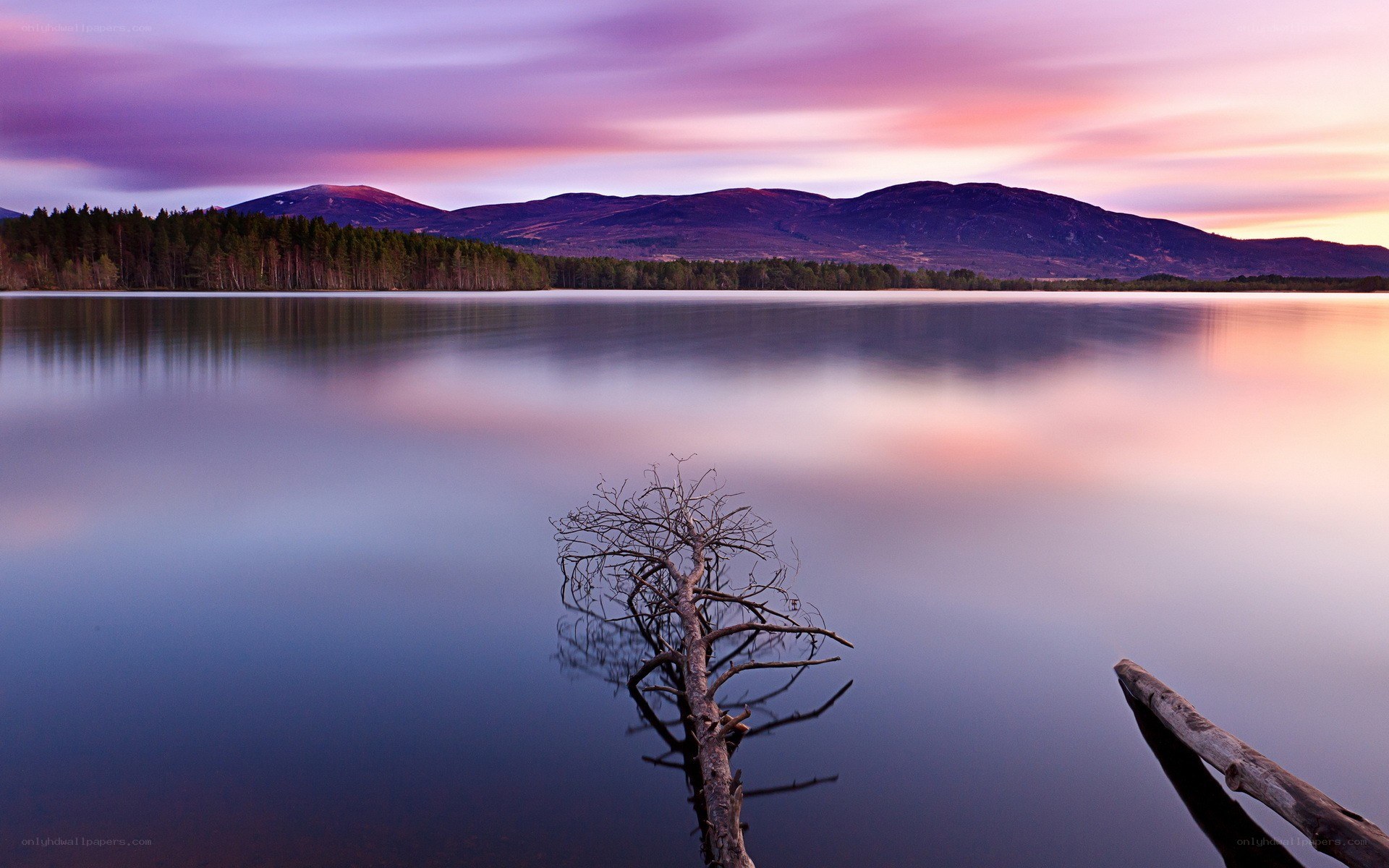Sunset over a calm lake