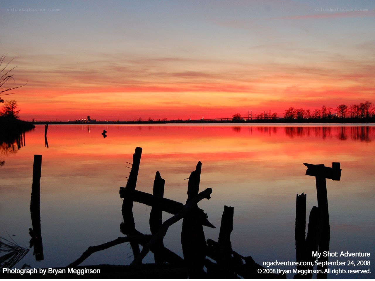 Sunset over a calm lake