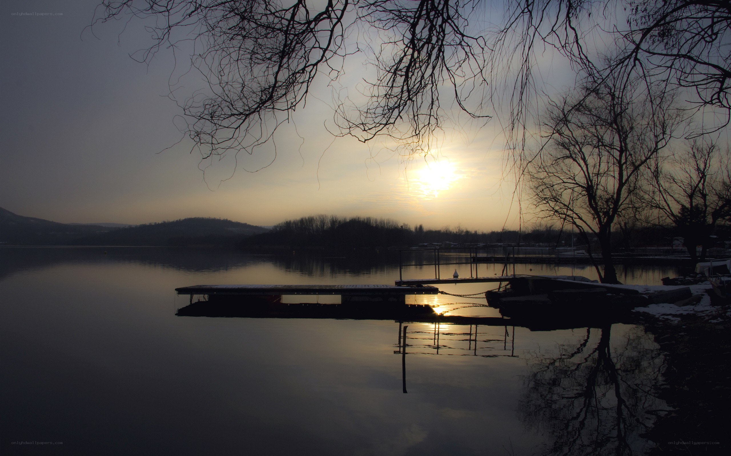 Sunset over a calm lake