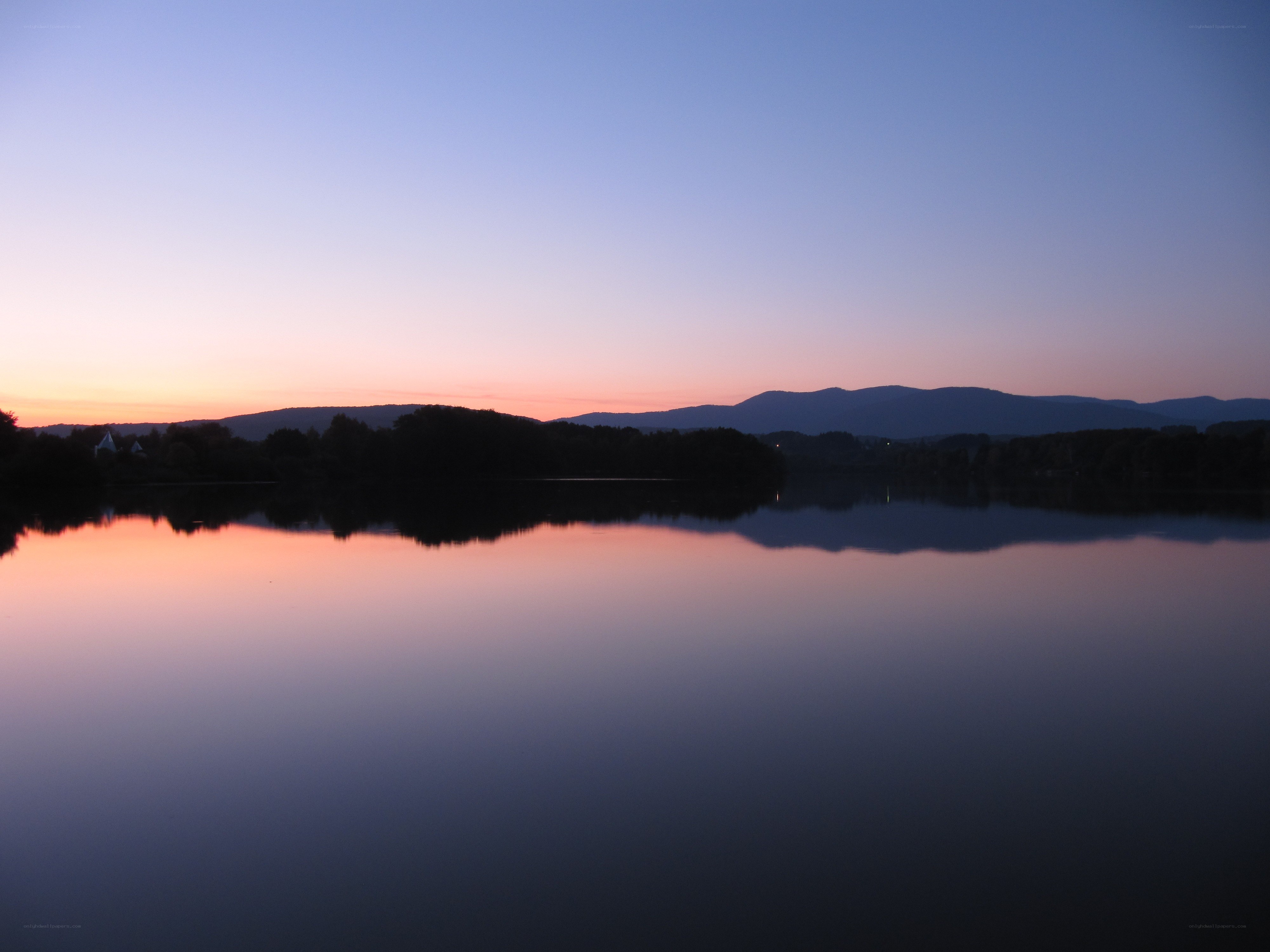 Sunset over a calm lake