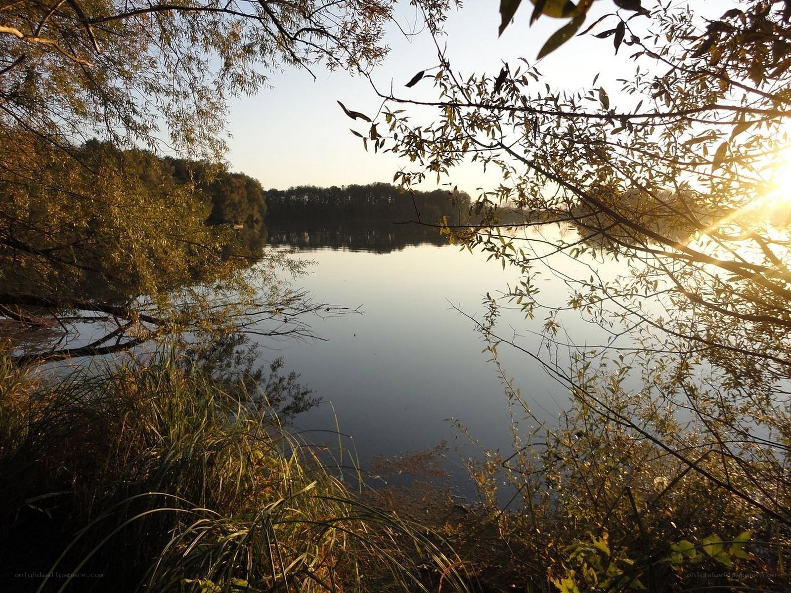Sunset over a calm lake