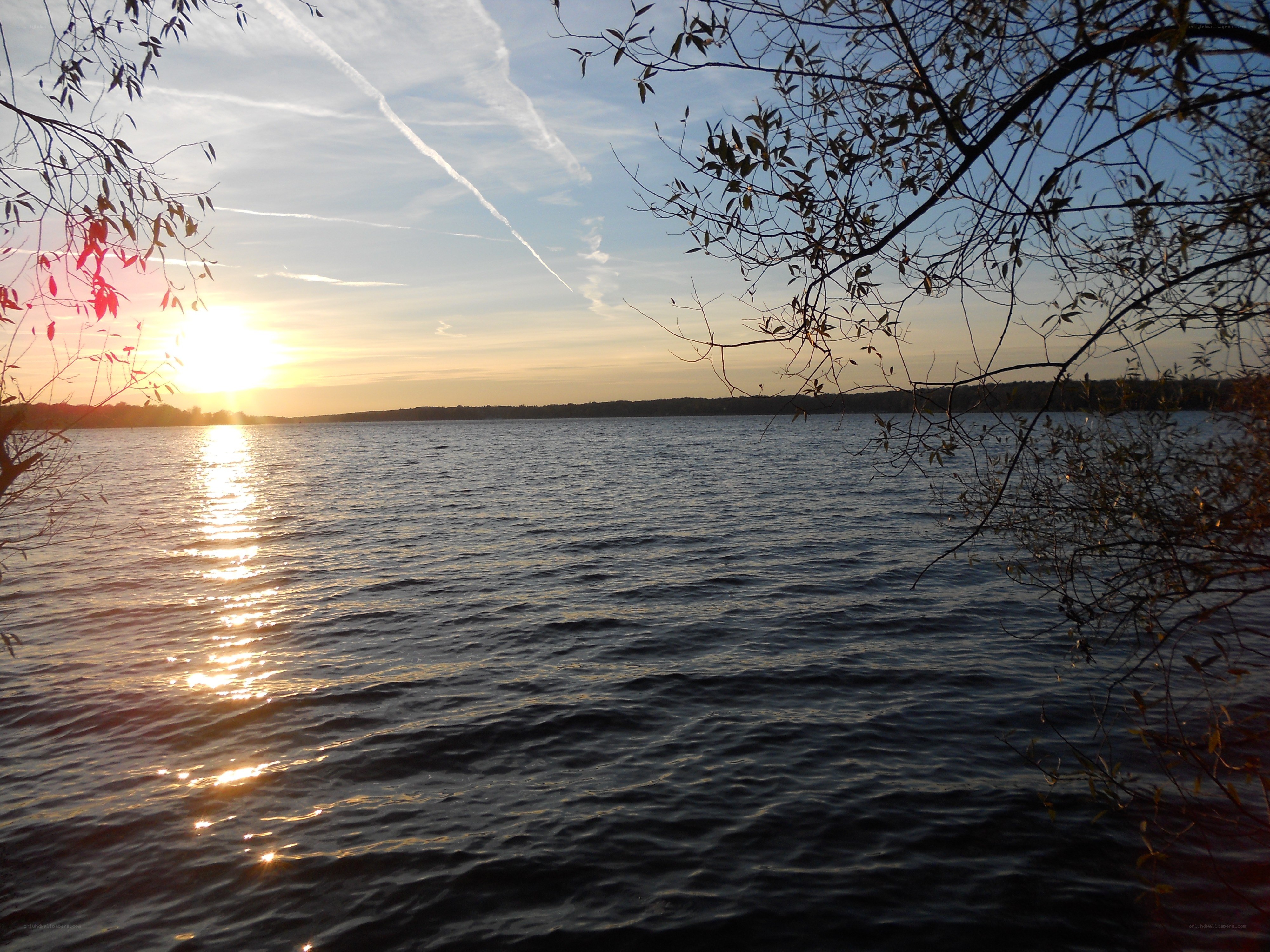 Sunset over a calm lake