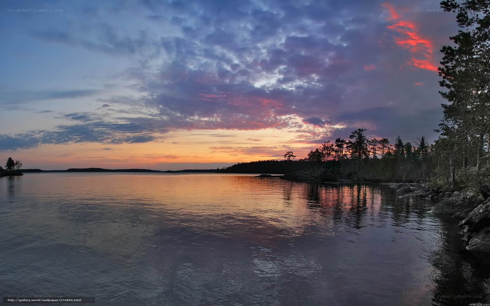 sunset over a calm lake