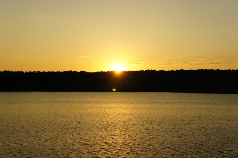 Sunset over a calm lake