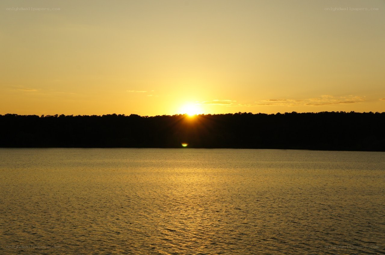 Sunset over a calm lake