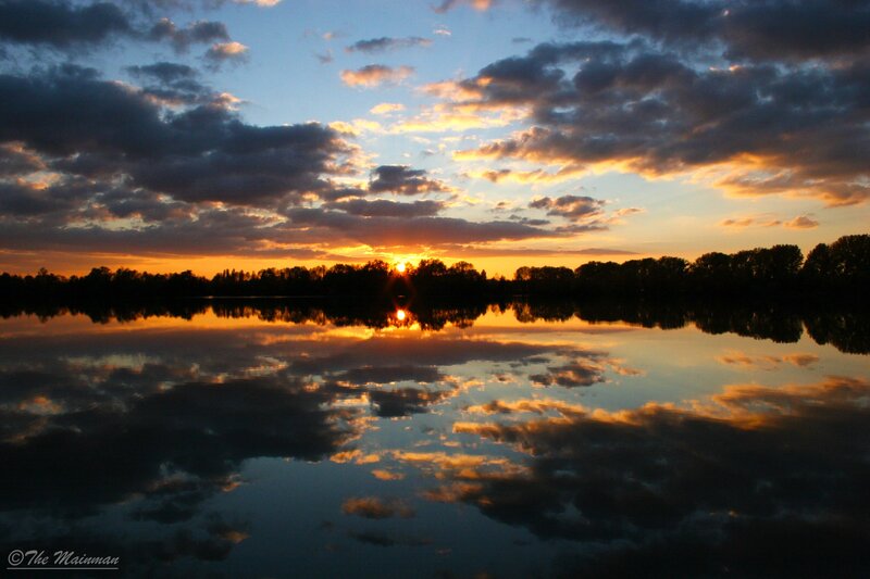 Sunset over a calm lake