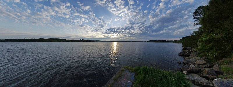 Sunset over a calm lake