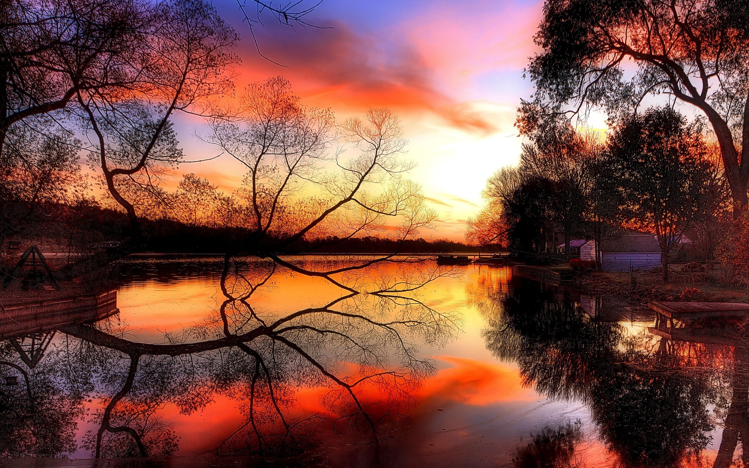 sunset over a calm lake