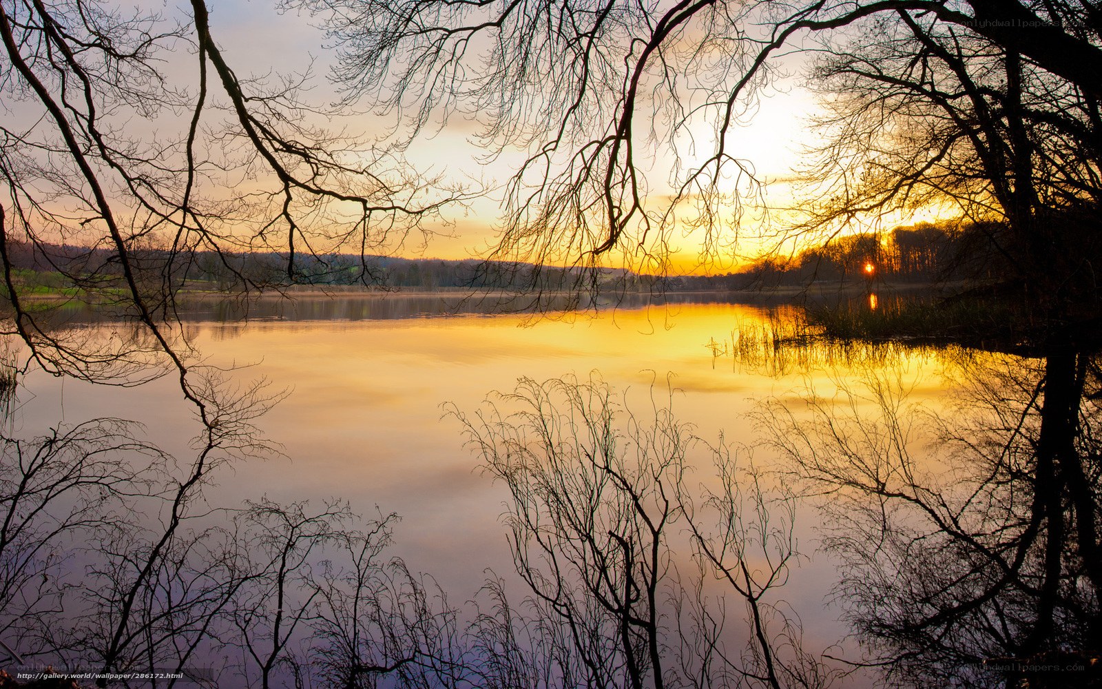 Sunset over a calm lake