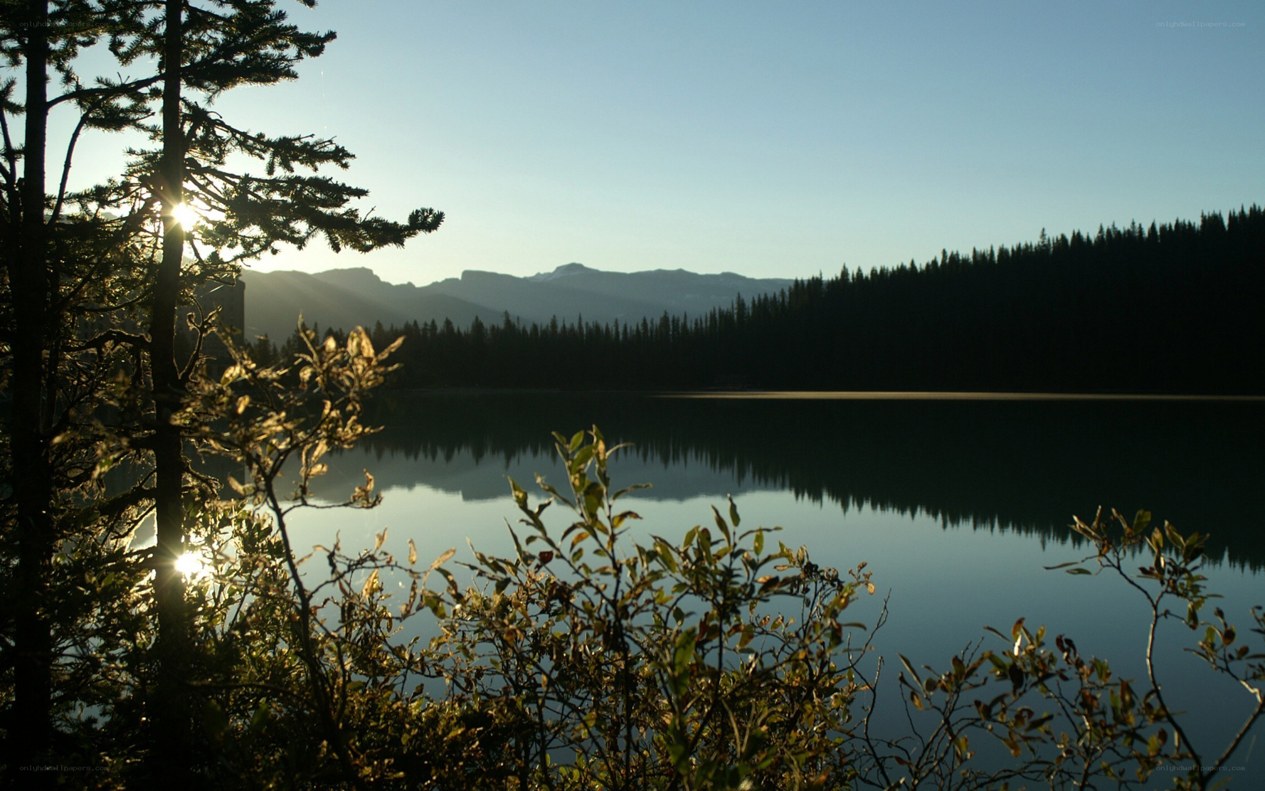 Sunset over a calm lake