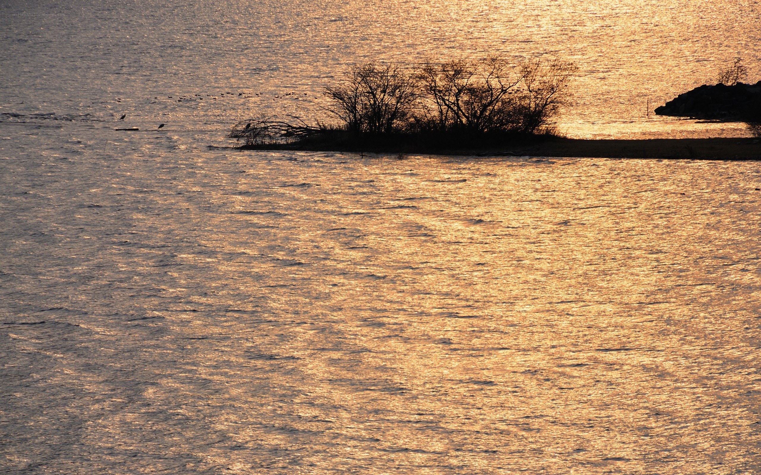 Sunset over a calm lake