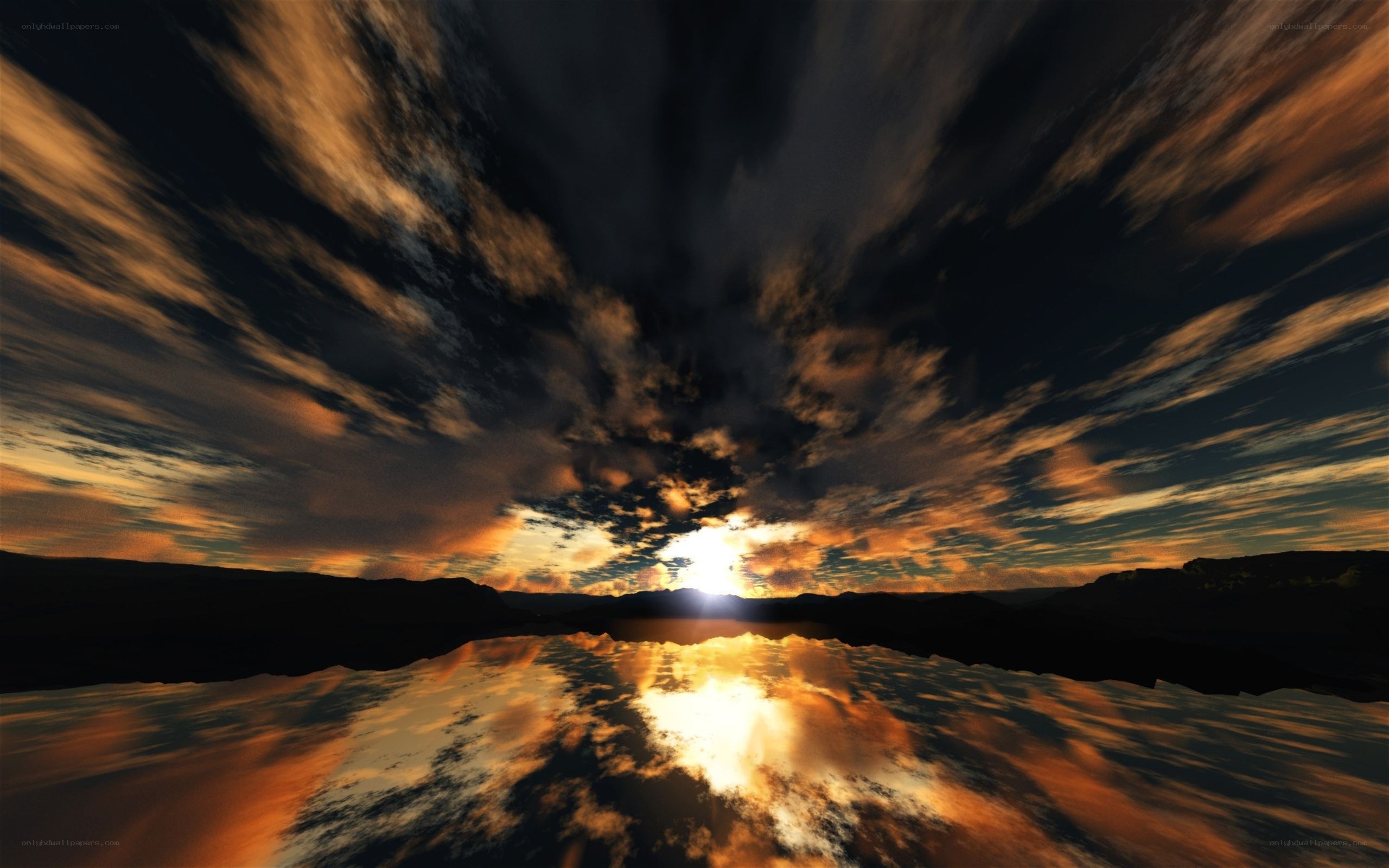 sunset over a calm lake
