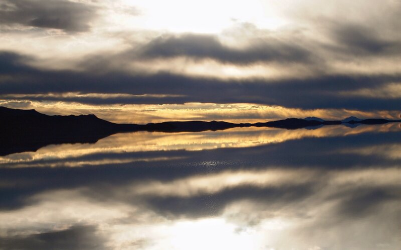 Sunset over a calm lake