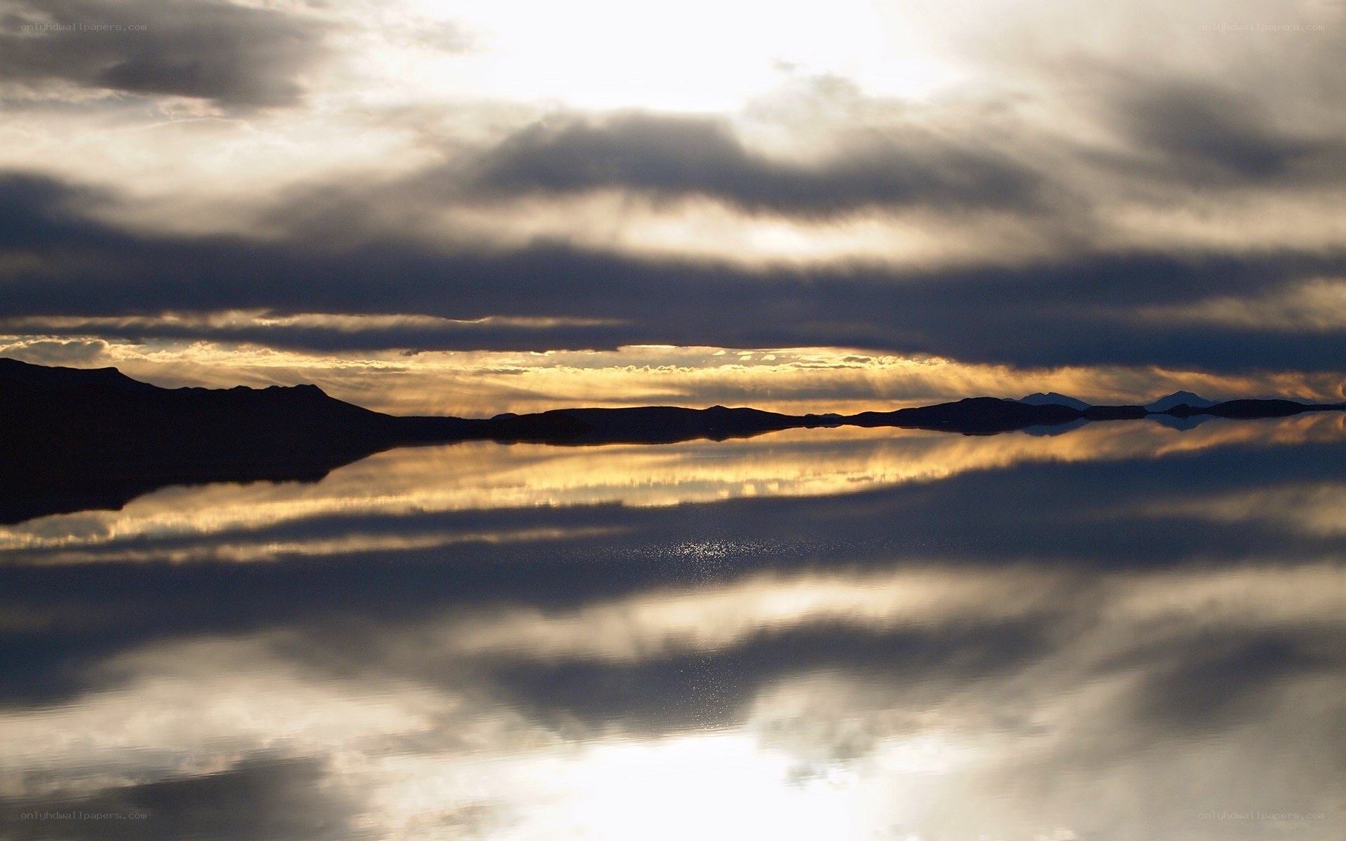 Sunset over a calm lake