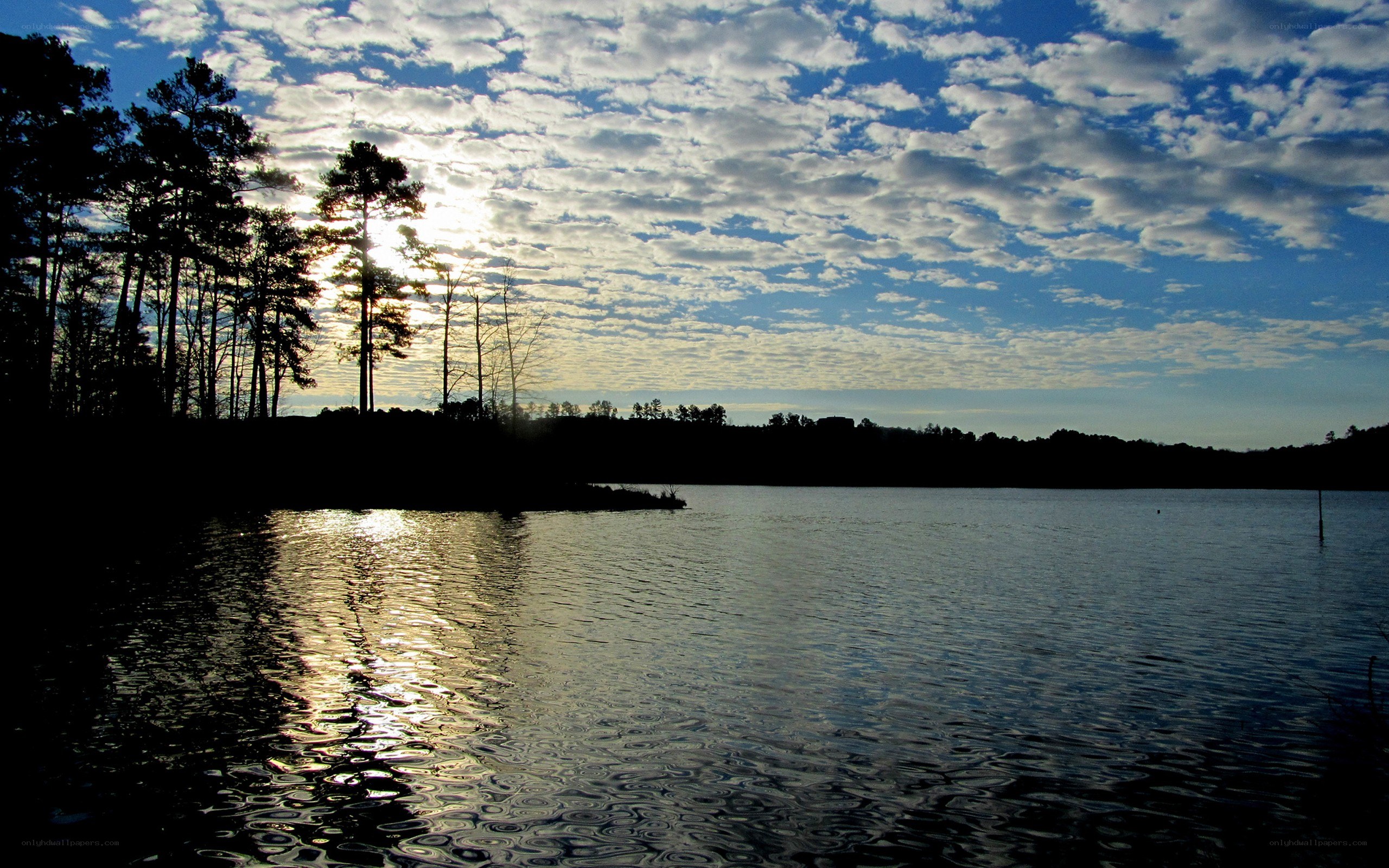 Sunset over a calm lake