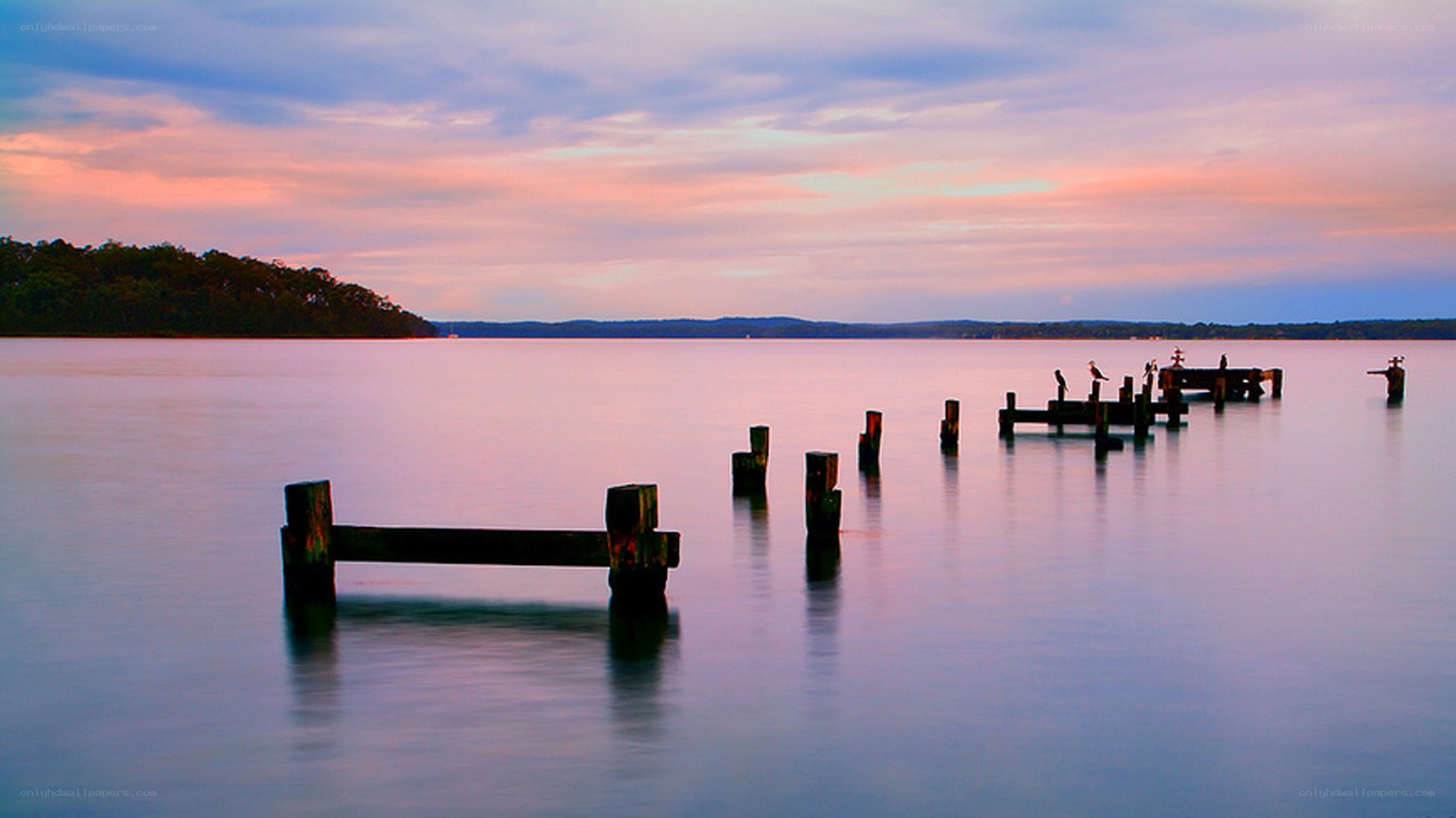 sunset over a calm lake